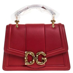 Dolce & Gabbana Red Leather DG Amore Top Handle Bag