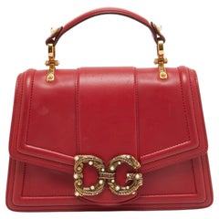 Dolce & Gabbana Red Leather DG Amore Top Handle Bag