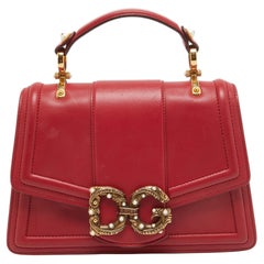 Dolce & Gabbana Red Leather DG Amore Top Handle Bag
