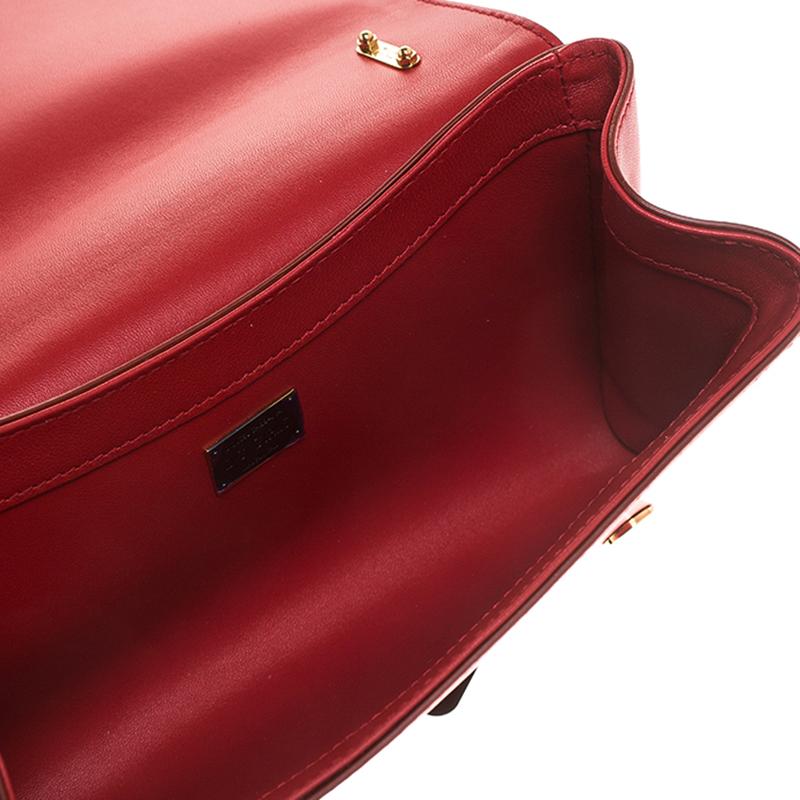Dolce & Gabbana Red Leather DG Girls Chain Shoulder Bag For Sale 3