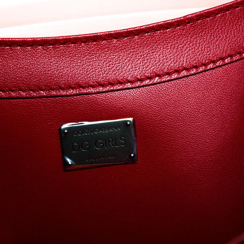 Dolce & Gabbana Red Leather DG Girls Chain Shoulder Bag In New Condition For Sale In Dubai, Al Qouz 2
