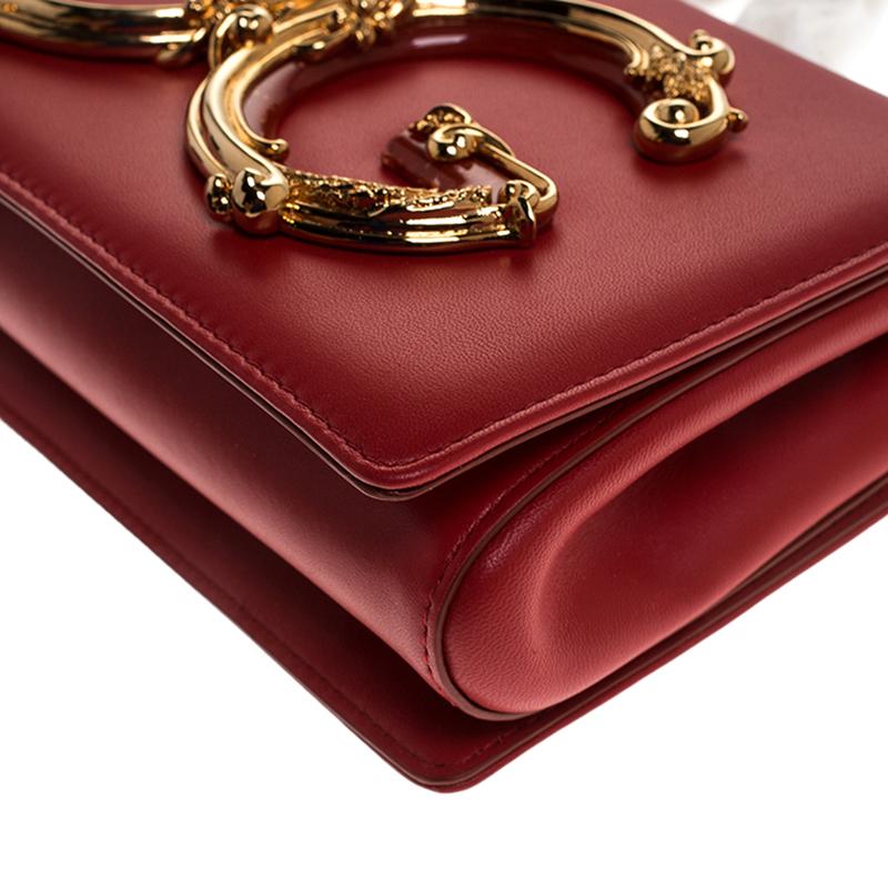Dolce & Gabbana Red Leather DG Girls Chain Shoulder Bag For Sale 2