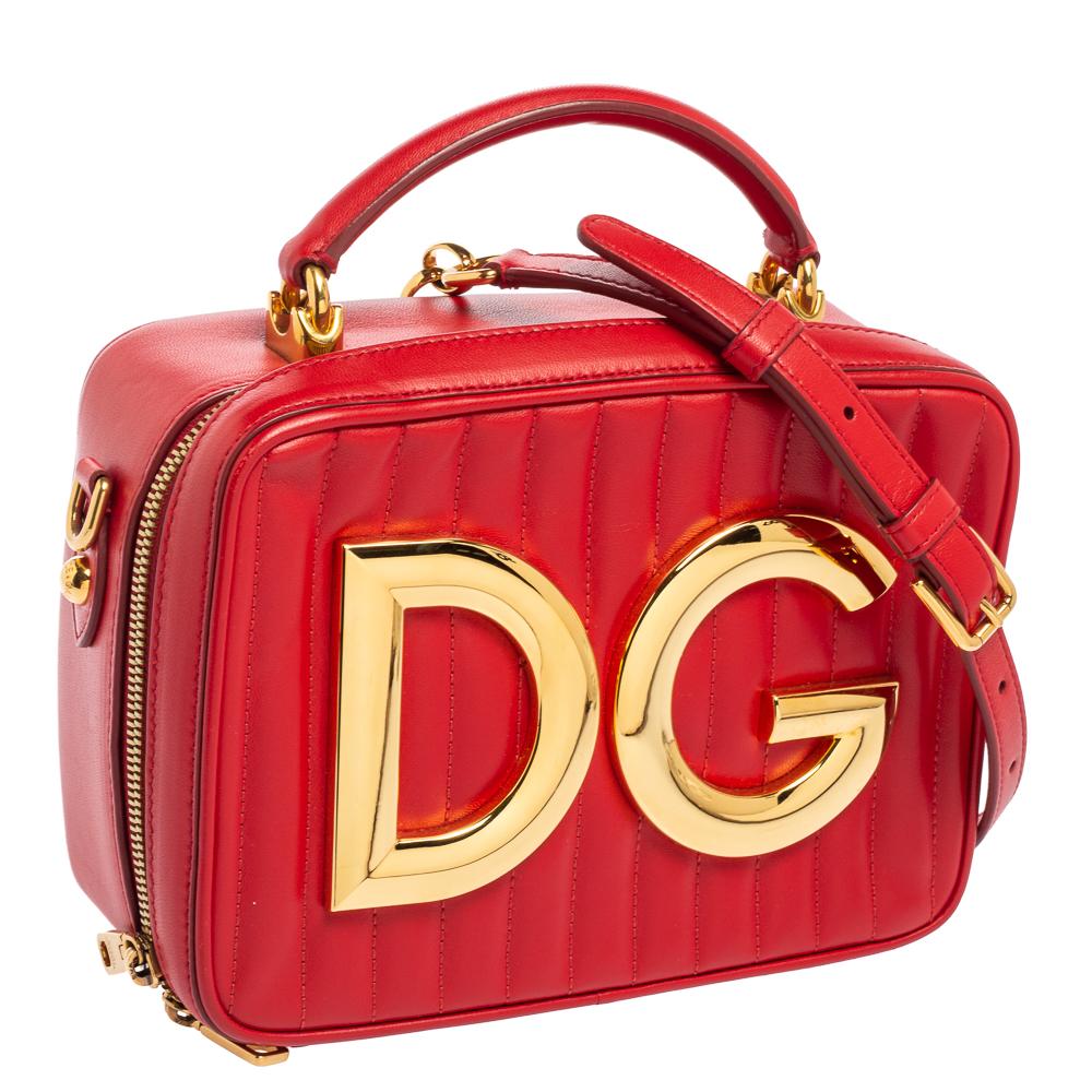 Women's Dolce & Gabbana Red Leather DG Girls Top Handle Bag
