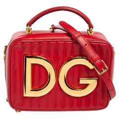 Dolce & Gabbana Red Leather DG Girls Top Handle Bag