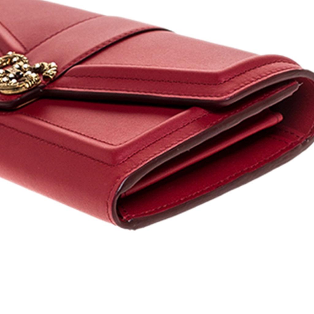Women's Dolce & Gabbana Red Leather DG Love Continental Wallet
