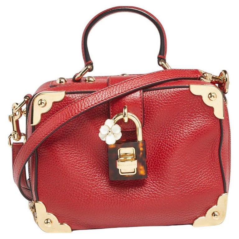 Dolce and Gabbana Red Leather Dolce Box Top Handle Bag at 1stDibs