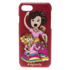 Dolce 
Gabbana Red Leather Embellished #dgfamily Patch Iphone 6 Case