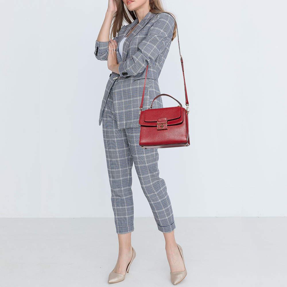 Dolce & Gabbana Red Leather Greta Top Handle Bag In Good Condition For Sale In Dubai, Al Qouz 2