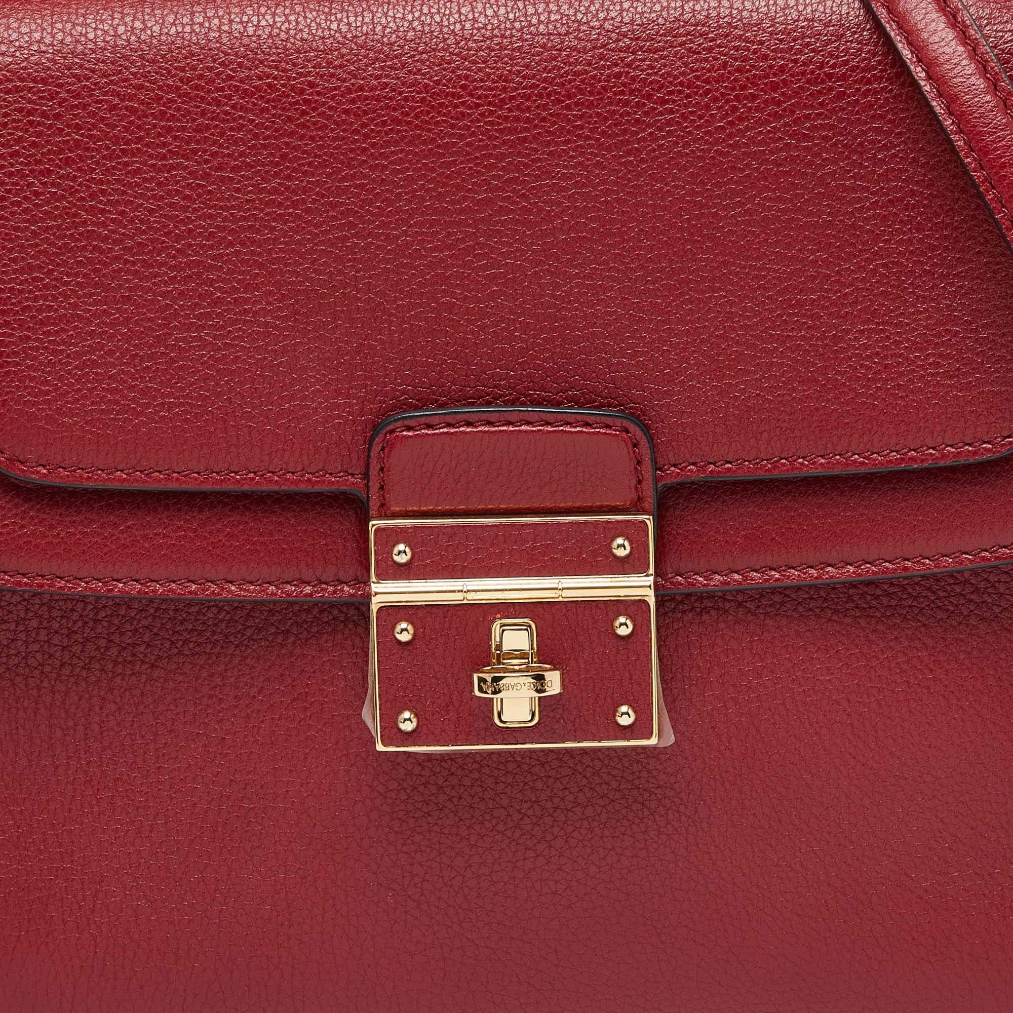 Dolce & Gabbana Red Leather Greta Top Handle Bag For Sale 5