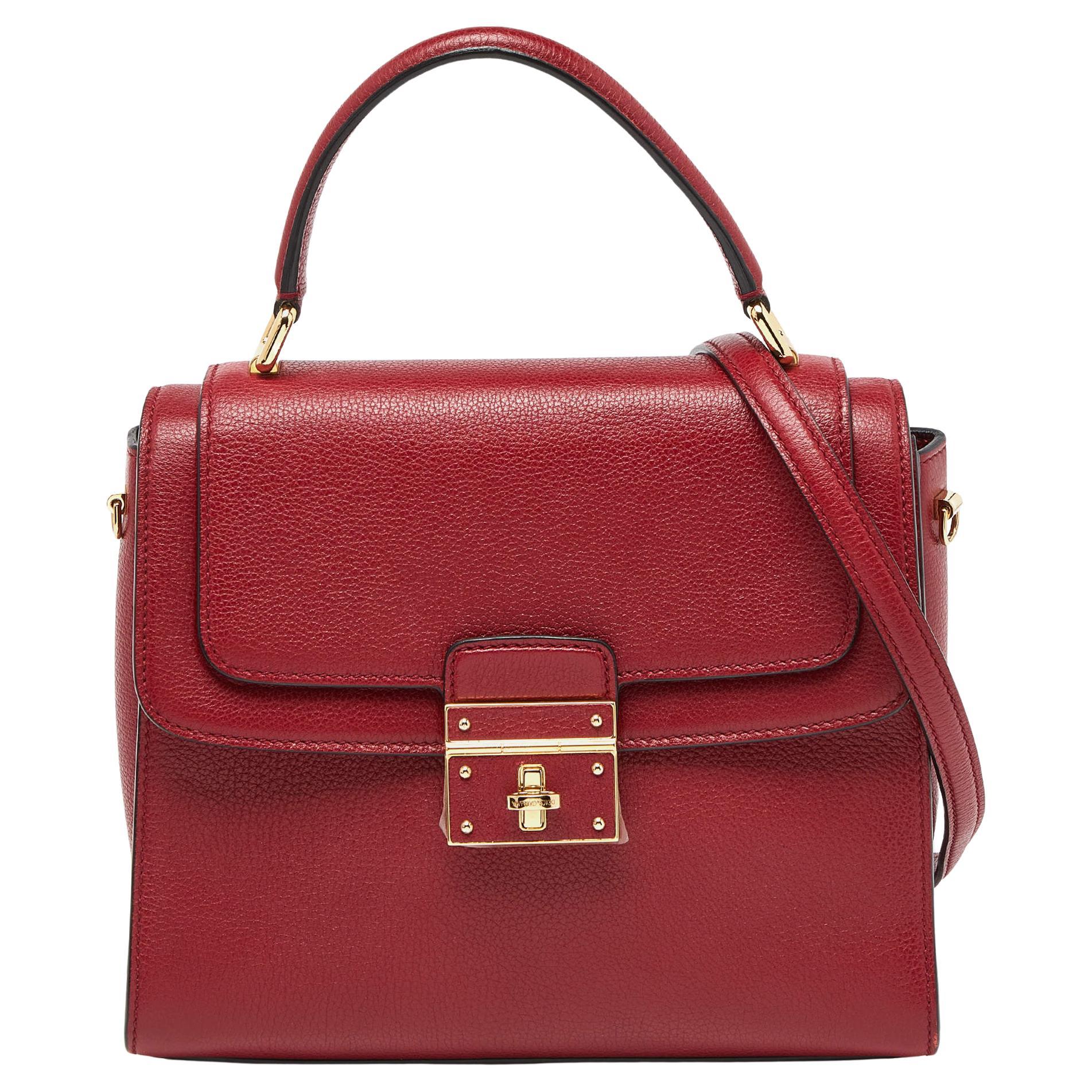 Dolce & Gabbana Red Leather Greta Top Handle Bag For Sale