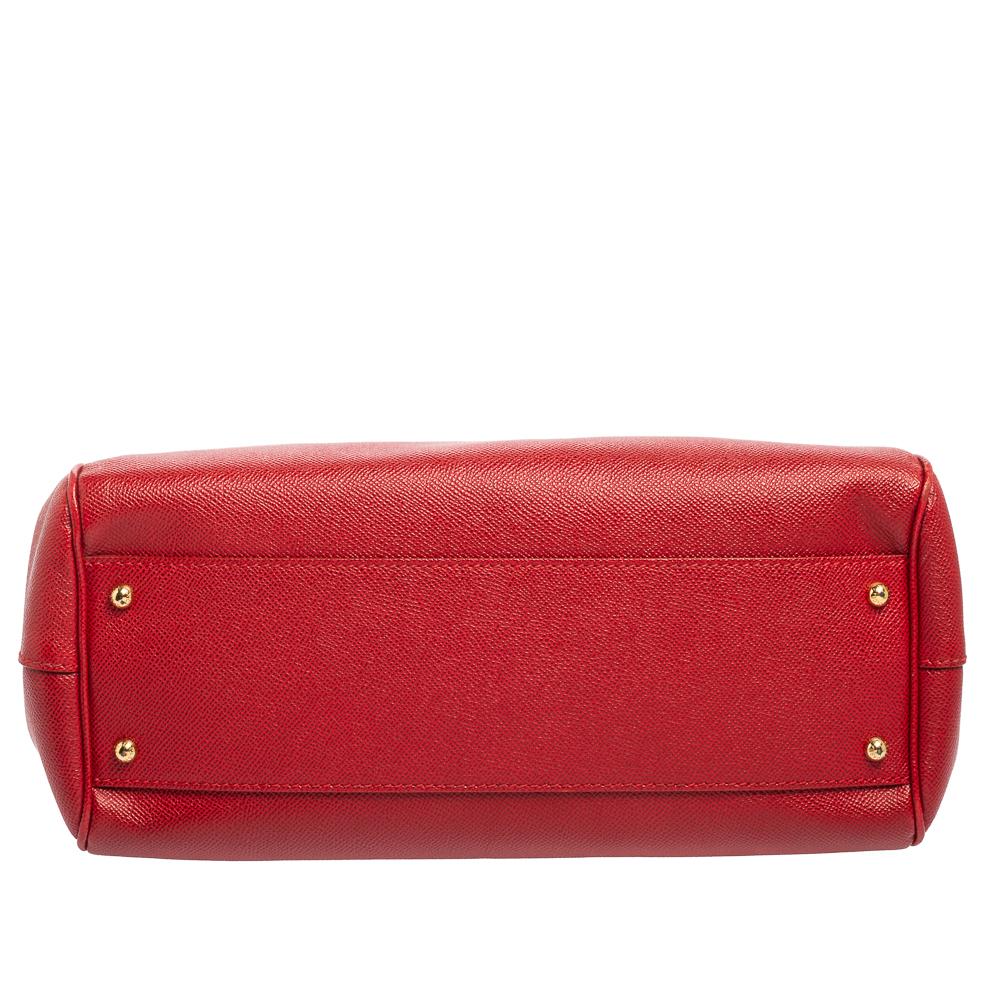 Dolce & Gabbana Red Leather Large Miss Sicily Top Handle Bag 7