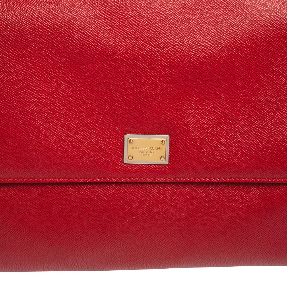 Dolce & Gabbana Red Leather Large Miss Sicily Top Handle Bag 2