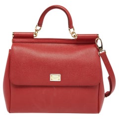 Dolce & Gabbana Große Miss Sicily Top Handle Bag aus rotem Leder