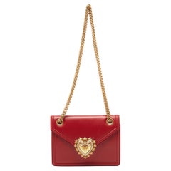 Dolce & Gabbana Red Leather Medium Devotion Shoulder Bag