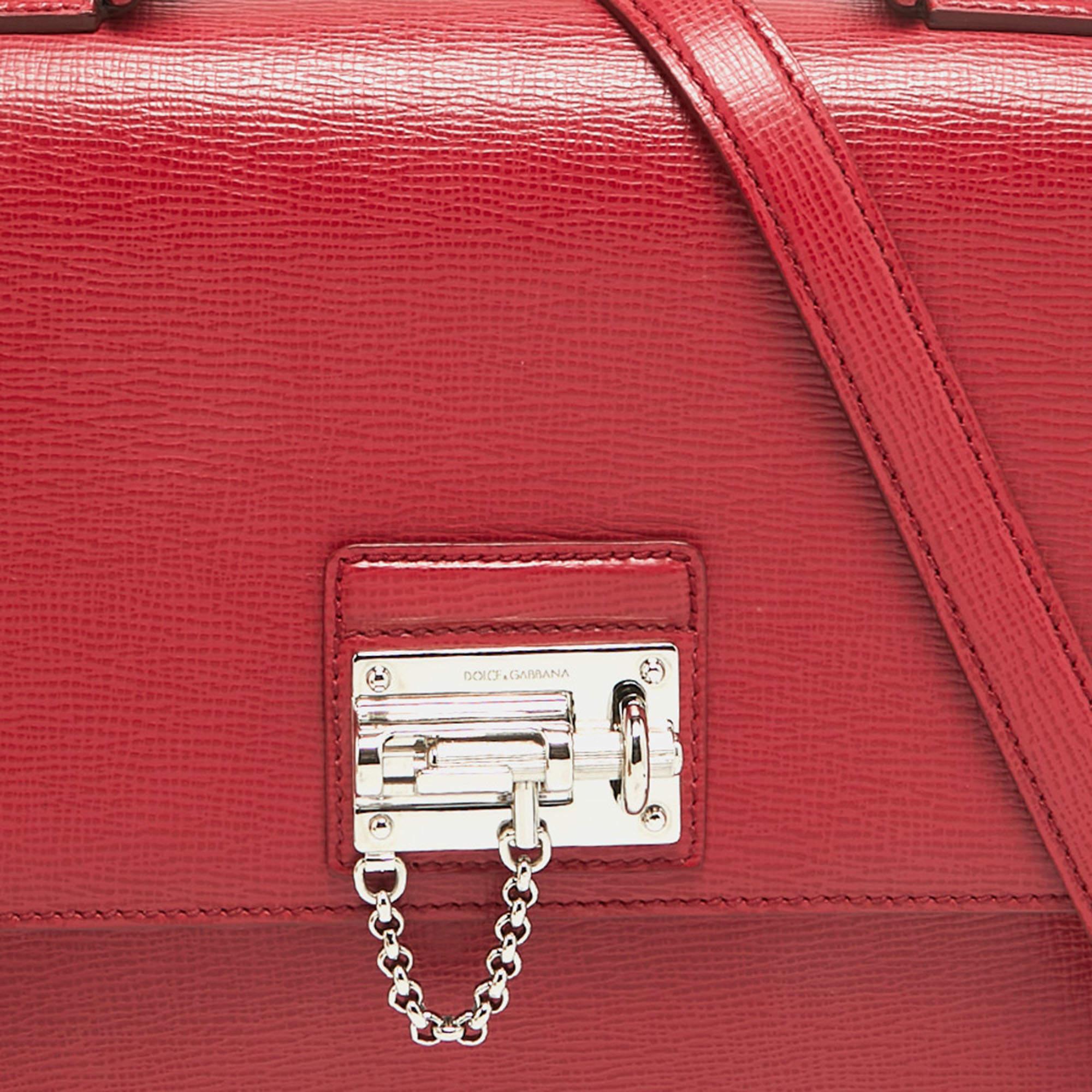 Dolce & Gabbana Red Leather Medium Miss Monica Top Handle Bag 2