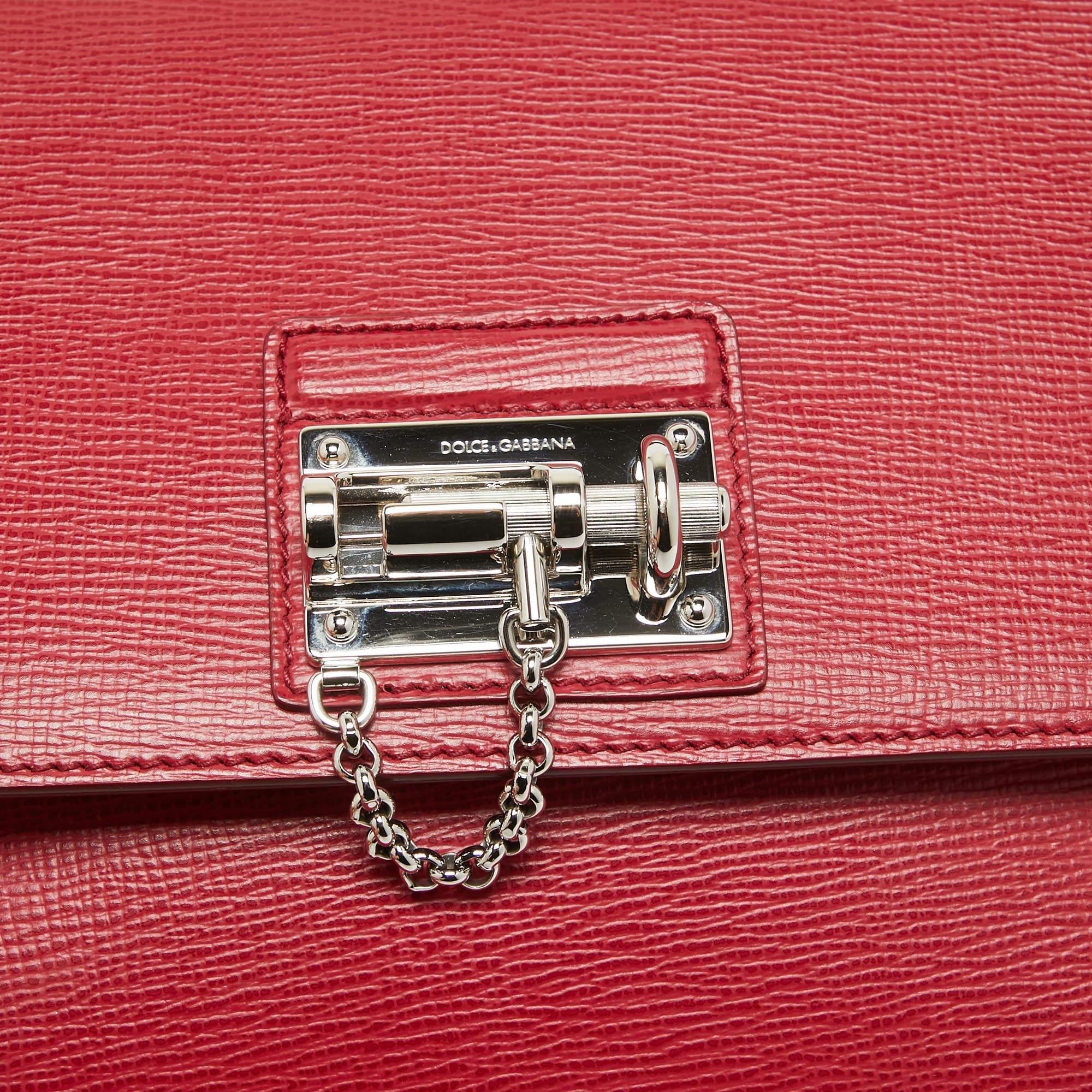 Dolce & Gabbana Red Leather Medium Miss Monica Top Handle Bag 5