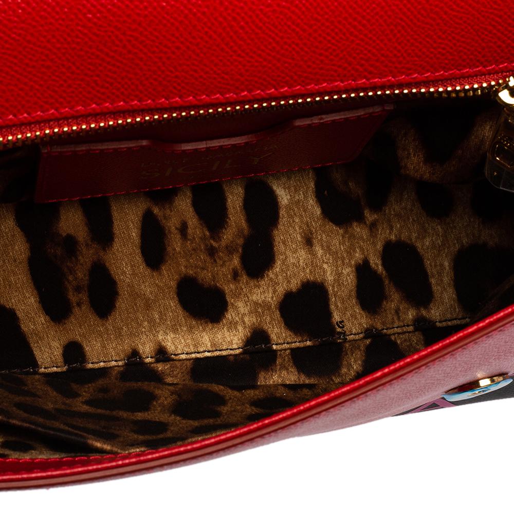 Dolce & Gabbana Red Leather Medium Miss Sicily Choose Love Top Handle Bag 4
