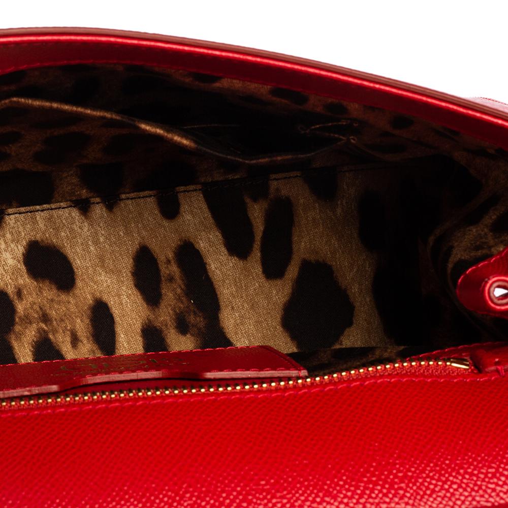 Dolce & Gabbana Red Leather Medium Miss Sicily Choose Love Top Handle Bag 5