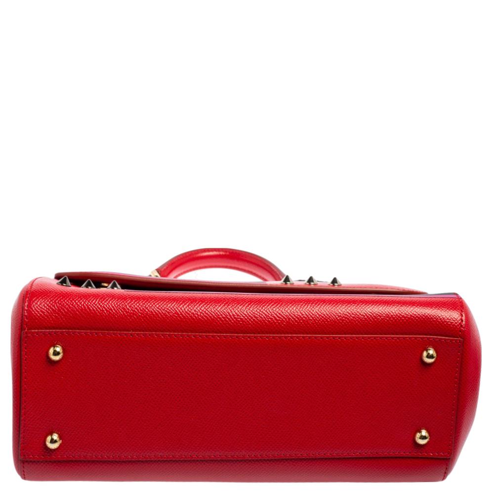 Dolce & Gabbana Red Leather Medium Miss Sicily Choose Love Top Handle Bag In Excellent Condition In Dubai, Al Qouz 2