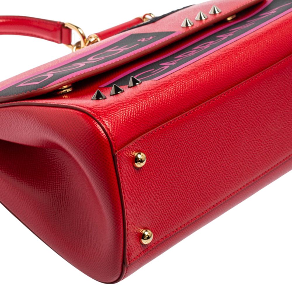 Dolce & Gabbana Red Leather Medium Miss Sicily Choose Love Top Handle Bag 1