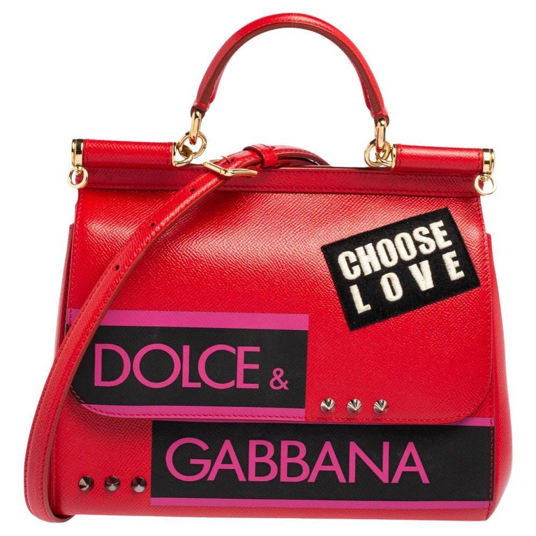 Dolce & Gabbana Orange Leather Medium Miss Sicily Bag Dolce