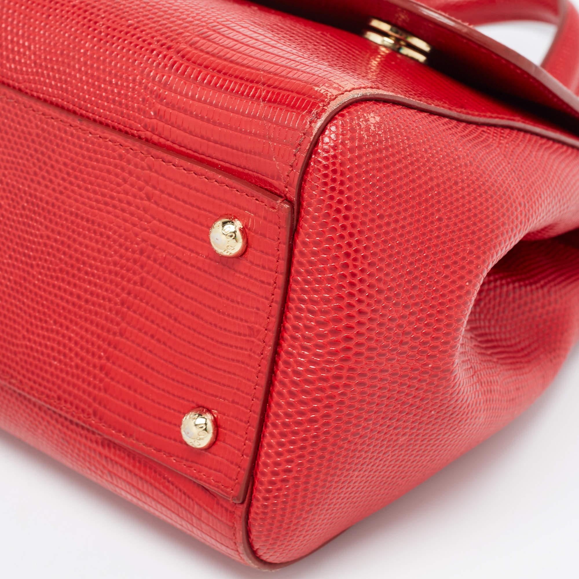 Dolce & Gabbana Red Leather Medium Miss Sicily Handle Bag 7