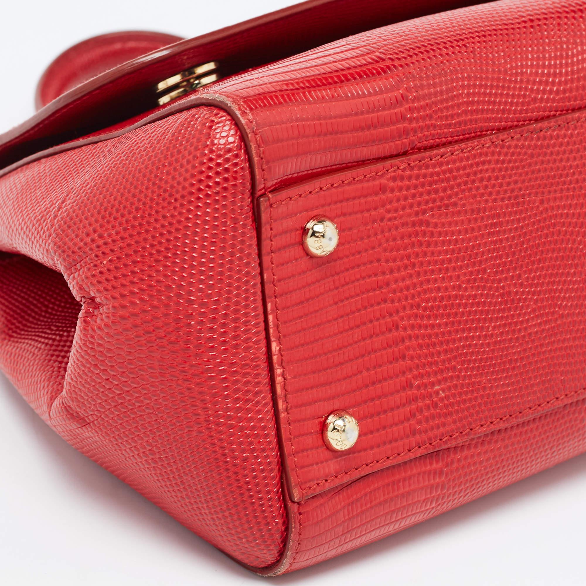 Dolce & Gabbana Red Leather Medium Miss Sicily Handle Bag 8