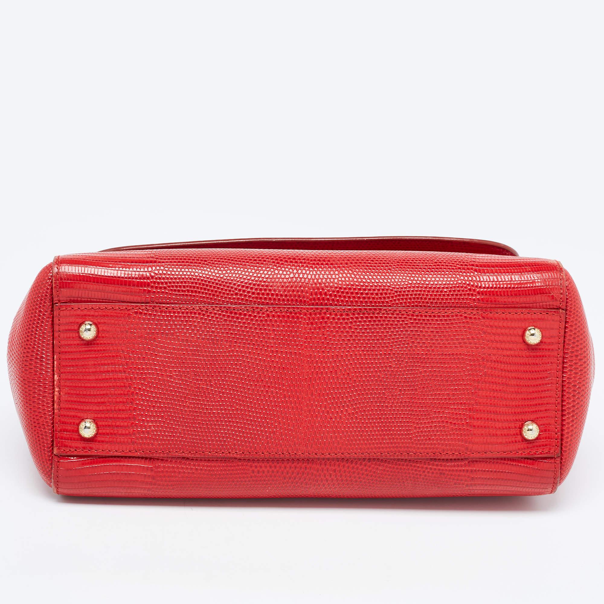 Dolce & Gabbana Red Leather Medium Miss Sicily Handle Bag 9