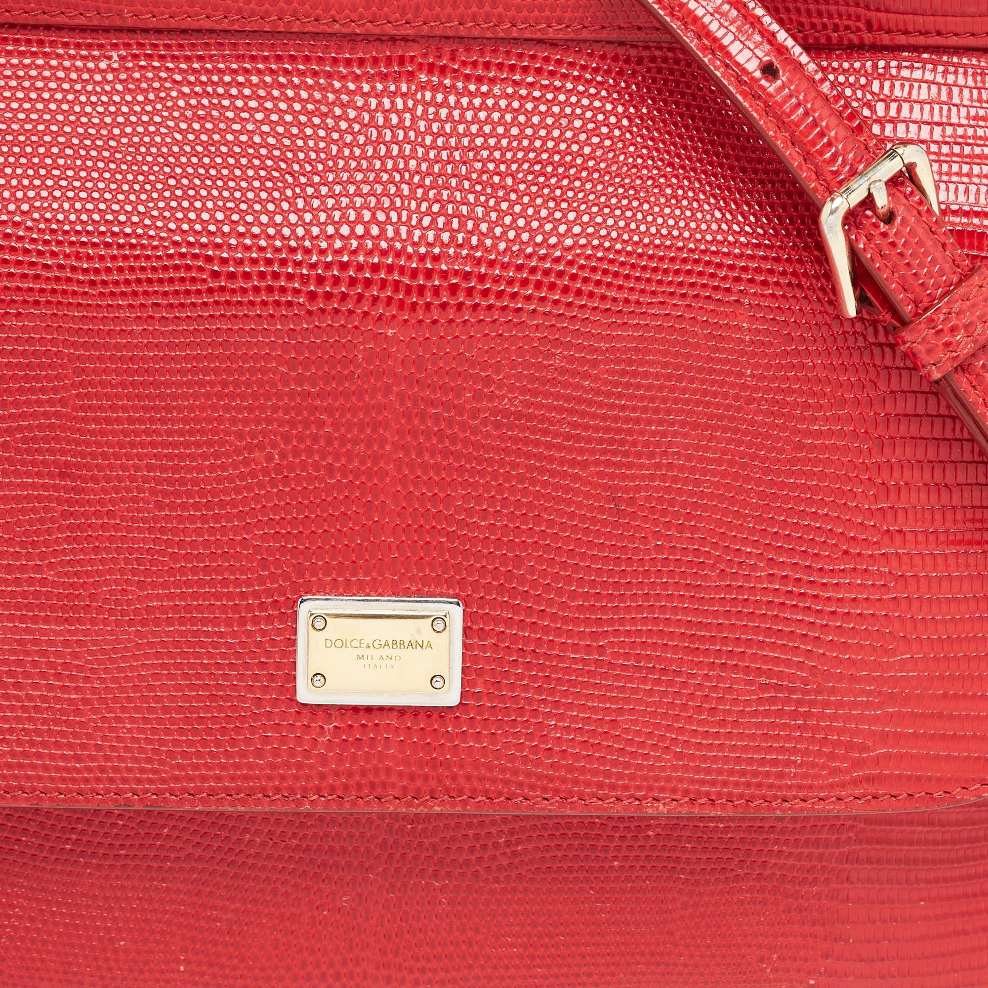 Dolce & Gabbana Red Leather Medium Miss Sicily Handle Bag 11