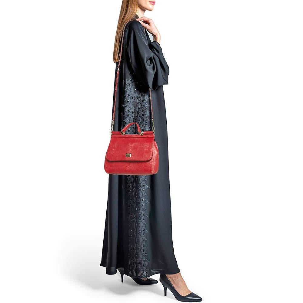 Dolce & Gabbana Red Leather Medium Miss Sicily Handle Bag 12