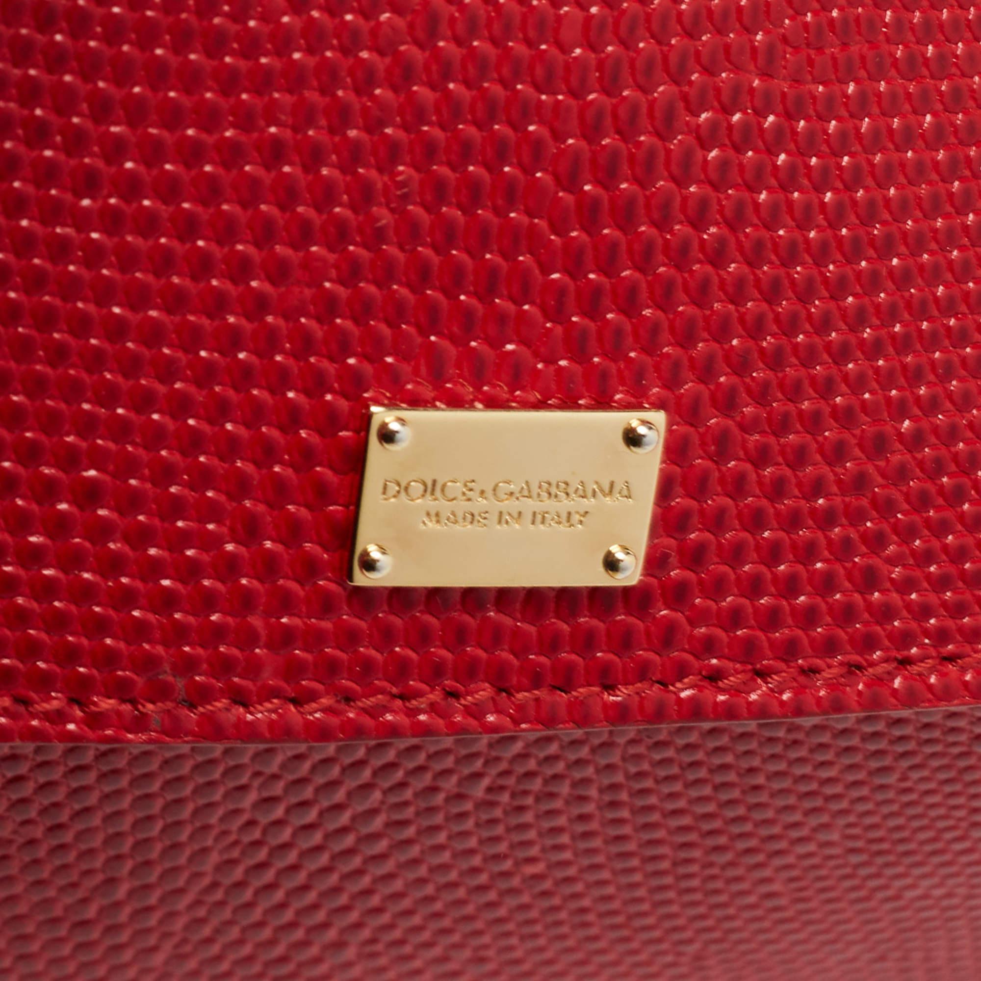 Dolce & Gabbana Red Leather Medium Miss Sicily Handle Bag 3