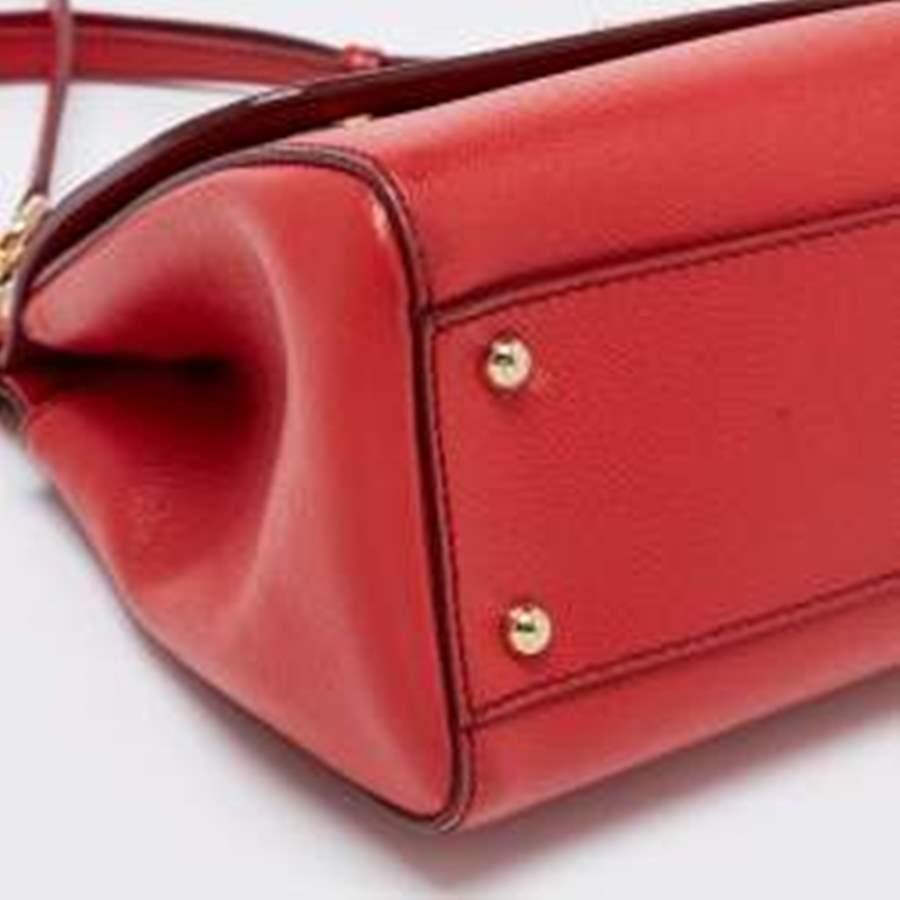 Dolce & Gabbana Red Leather Medium Miss Sicily Top Handle Bag 6