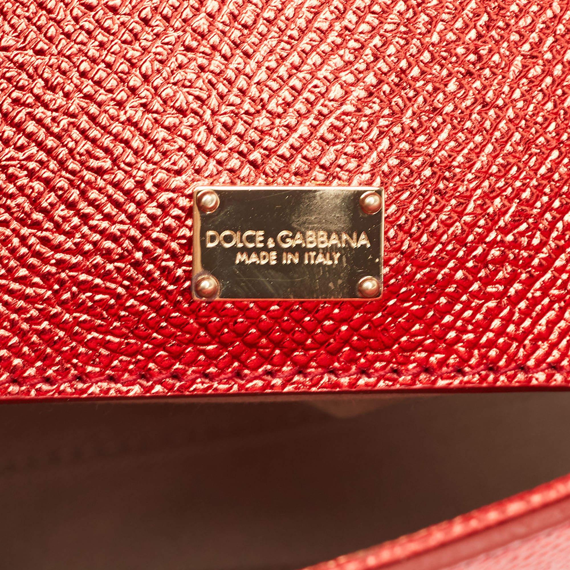 Dolce & Gabbana Red Leather Medium Miss Sicily Top Handle Bag 6