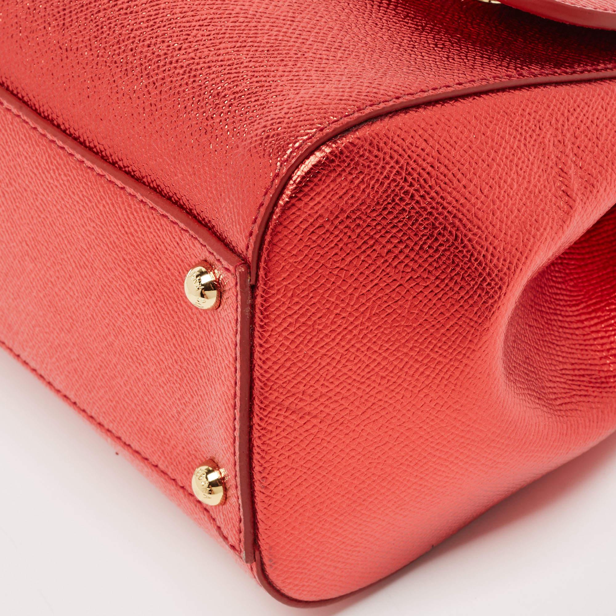 Women's Dolce & Gabbana Red Leather Medium Miss Sicily Top Handle Bag