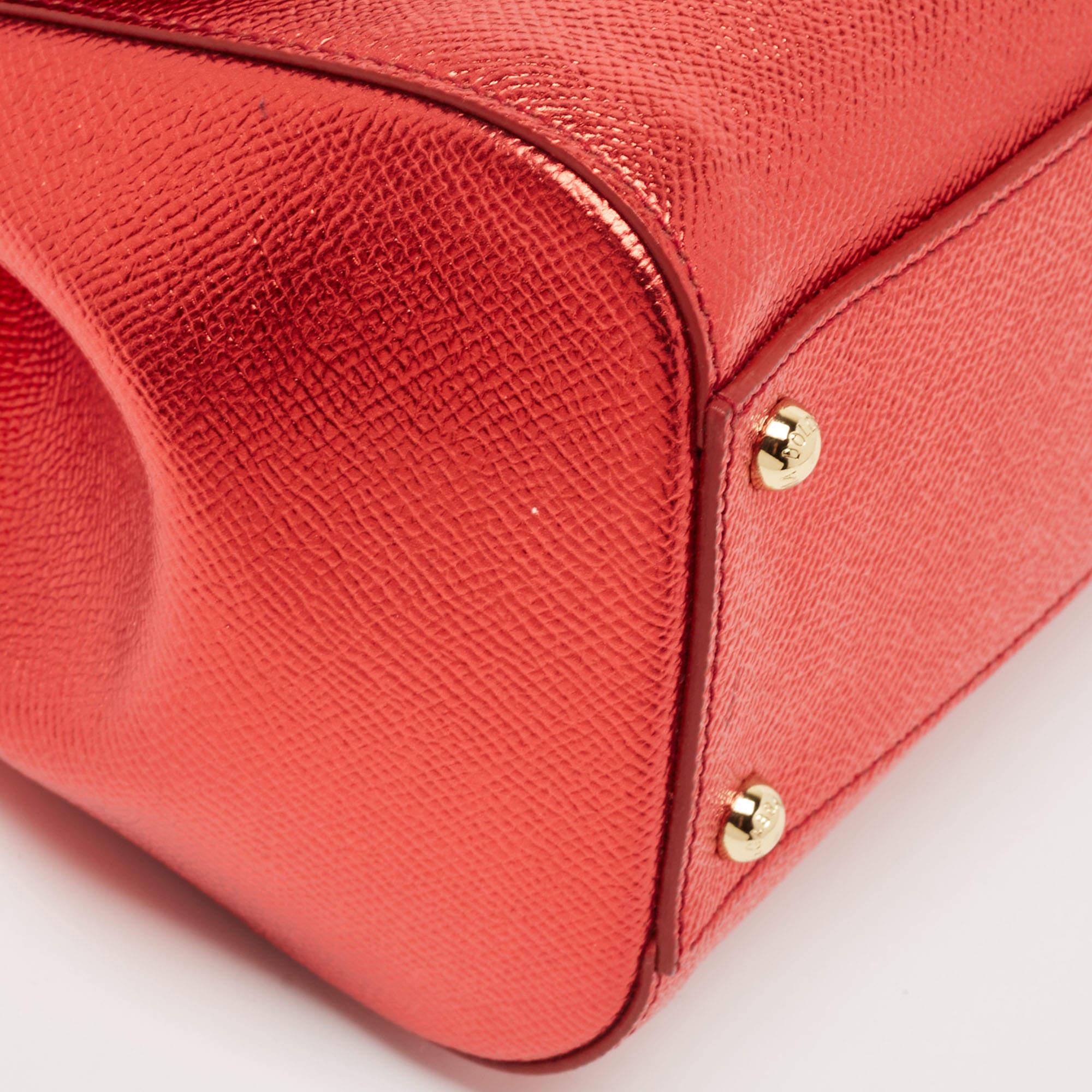 Dolce & Gabbana Red Leather Medium Miss Sicily Top Handle Bag 2