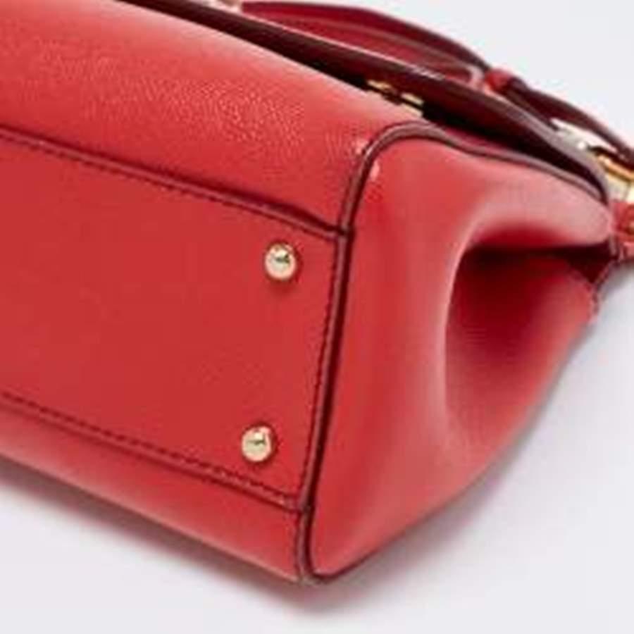 Dolce & Gabbana Red Leather Medium Miss Sicily Top Handle Bag 5
