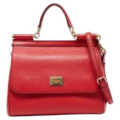 Dolce & Gabbana Rotes Leder Medium Miss Sicily Top Handle Bag