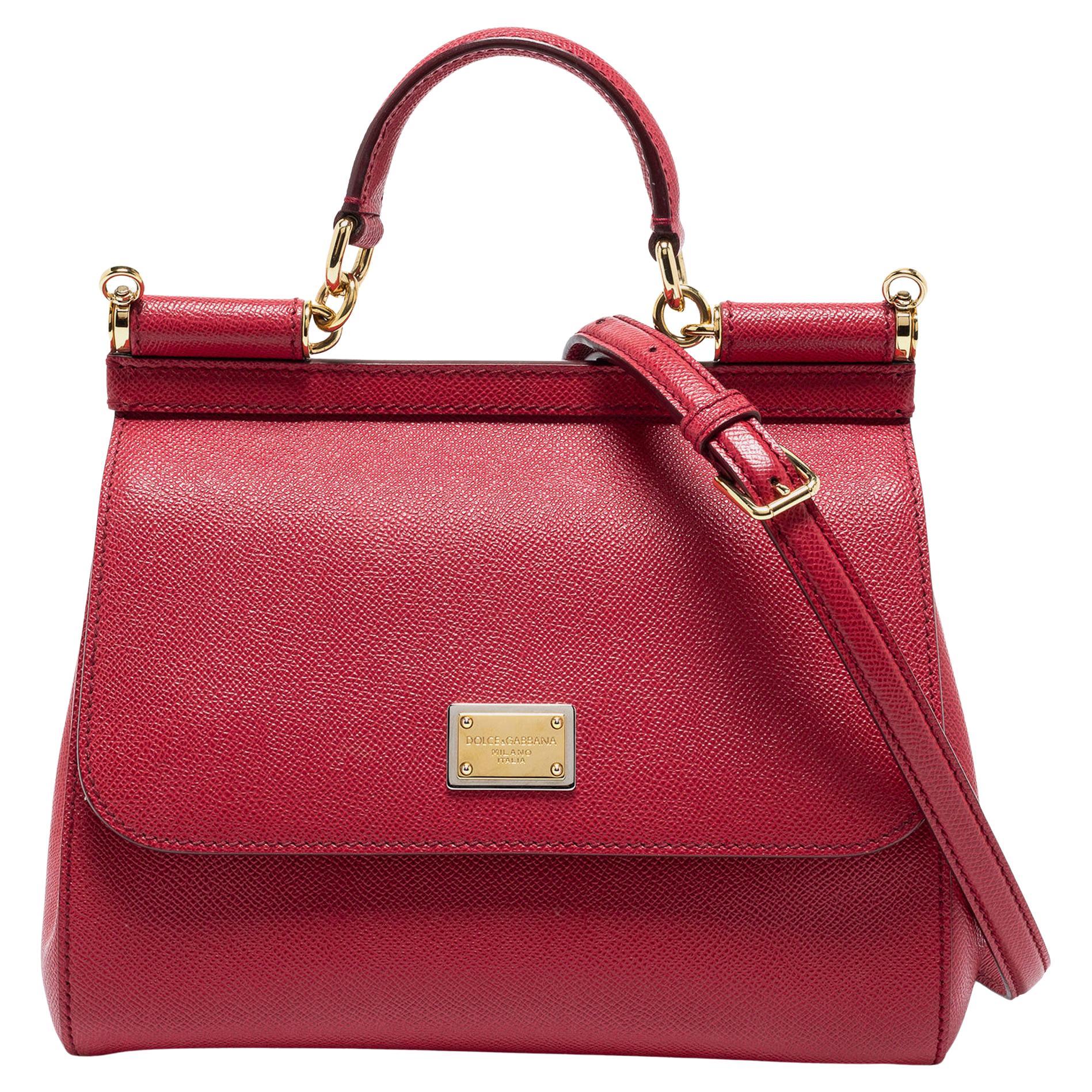 Dolce & Gabbana Red Leather Medium Miss Sicily Tote