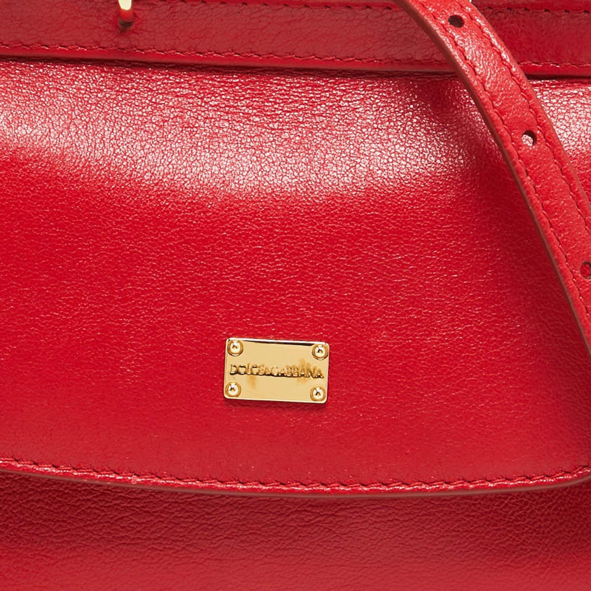 Dolce & Gabbana Red Leather Mini Miss Sicily Top Handle Bag 4