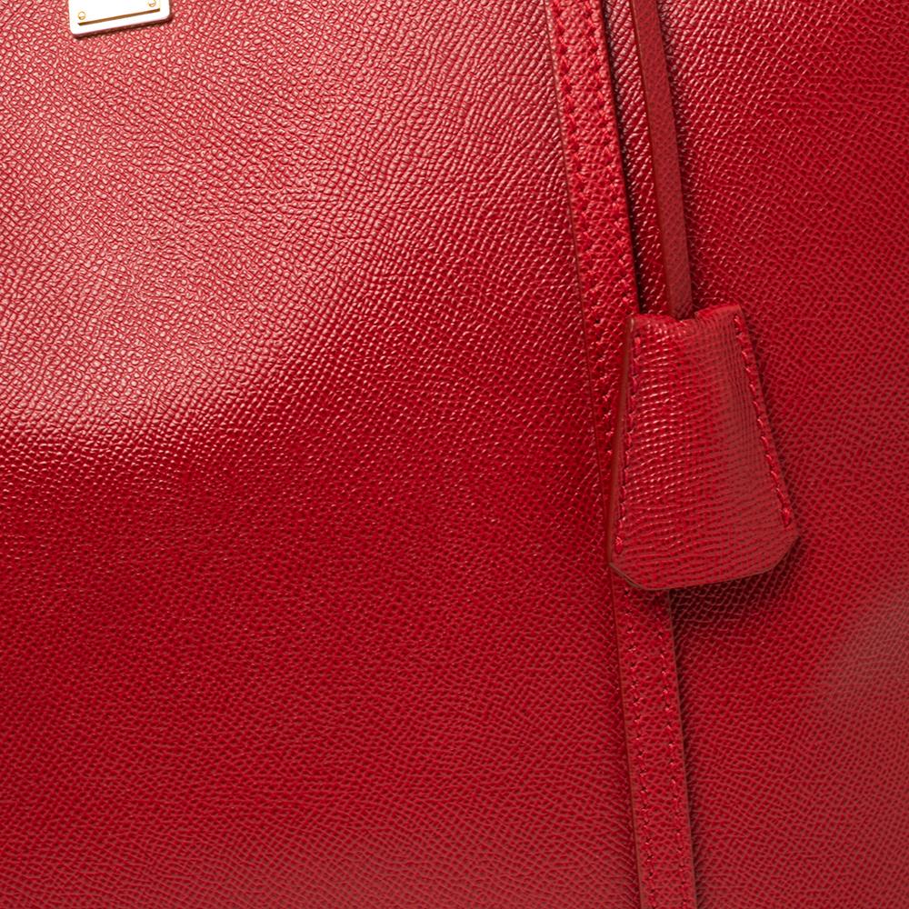 Dolce & Gabbana Red Leather Miss Escape Top Zip Shopper Tote 2