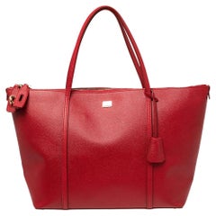 Dolce 
Gabbana Red Leather Miss Escape Top Zip Shopper Tote