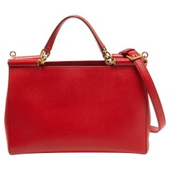 Dolce & Gabbana Red Leather Miss Sicily Shopper Tote