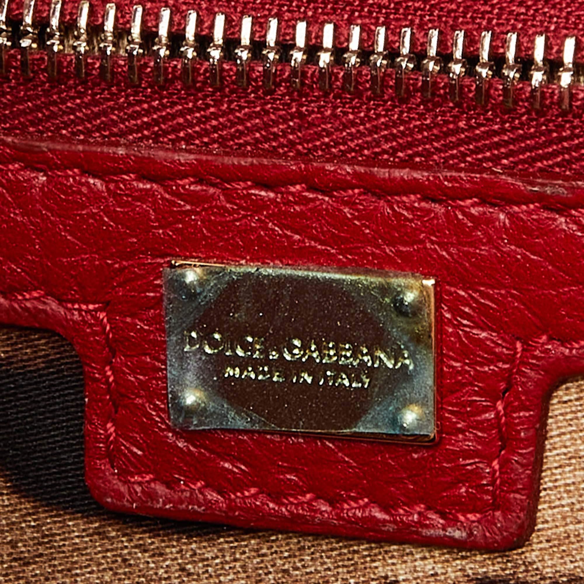 Dolce & Gabbana Red Leather Miss Sicily Top Handle Bag 3