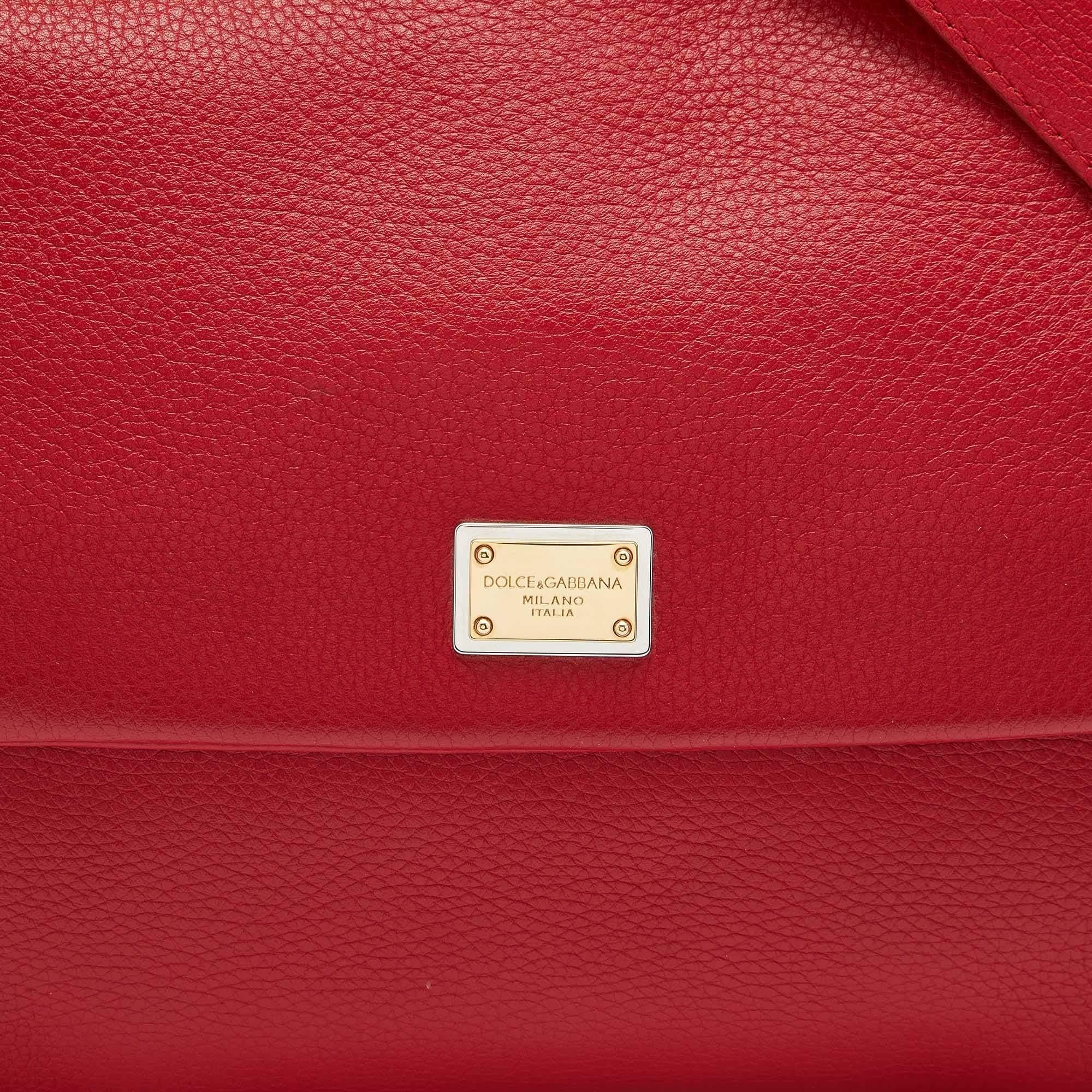 Dolce & Gabbana Red Leather Miss Sicily Top Handle Bag 4