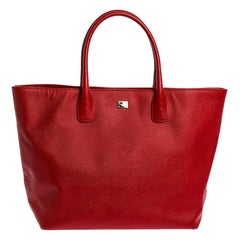 Dolce & Gabbana Red Leather Shopper Tote