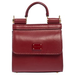 Dolce & Gabbana Cuir rouge Sicily 58 Micro Sac