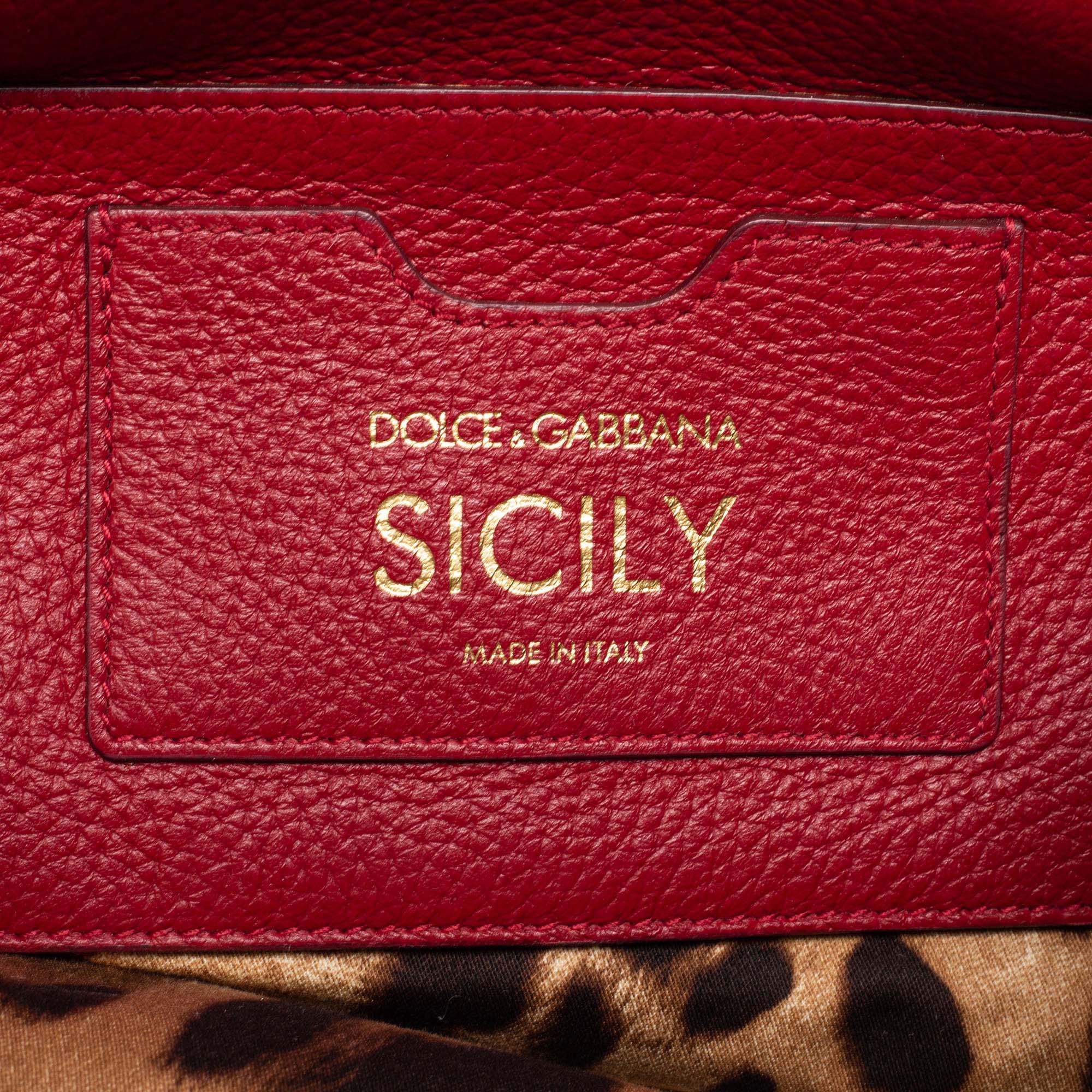 Dolce & Gabbana Red Leather Sicily Backpack 1