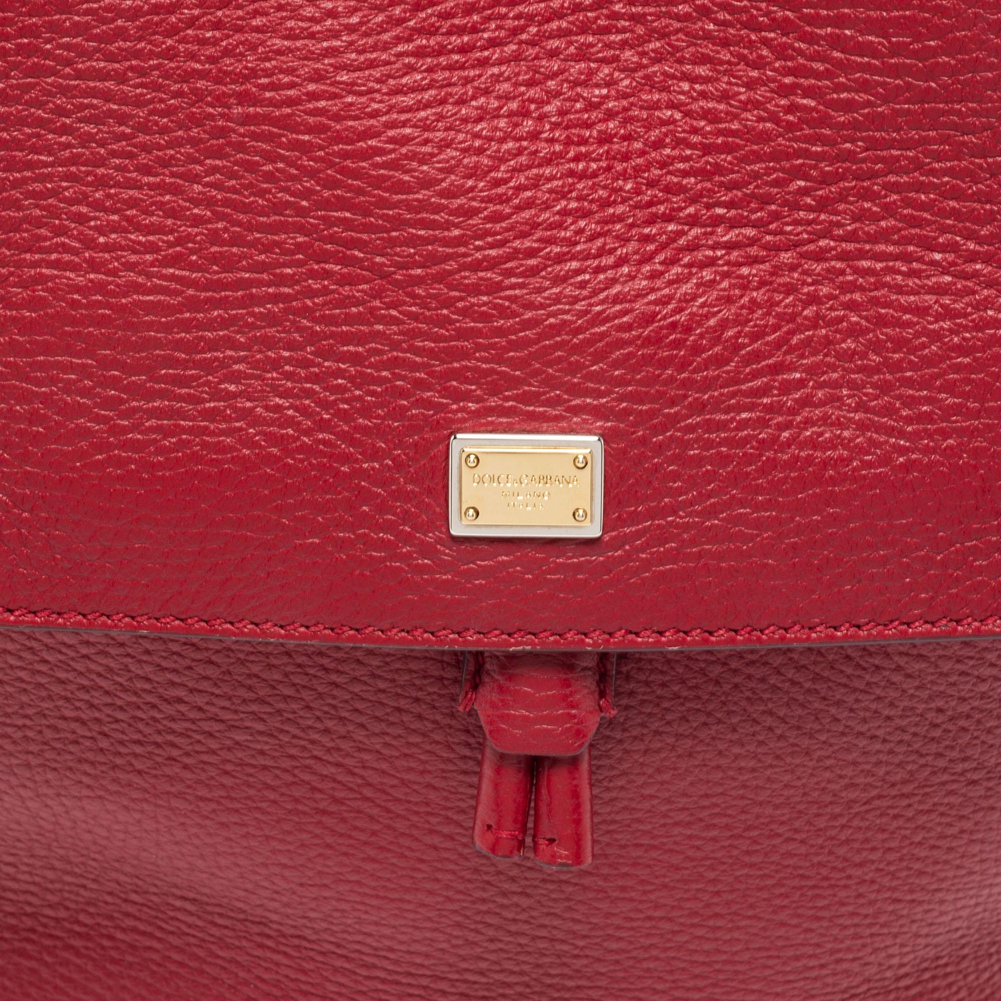 Dolce & Gabbana Red Leather Sicily Backpack 3