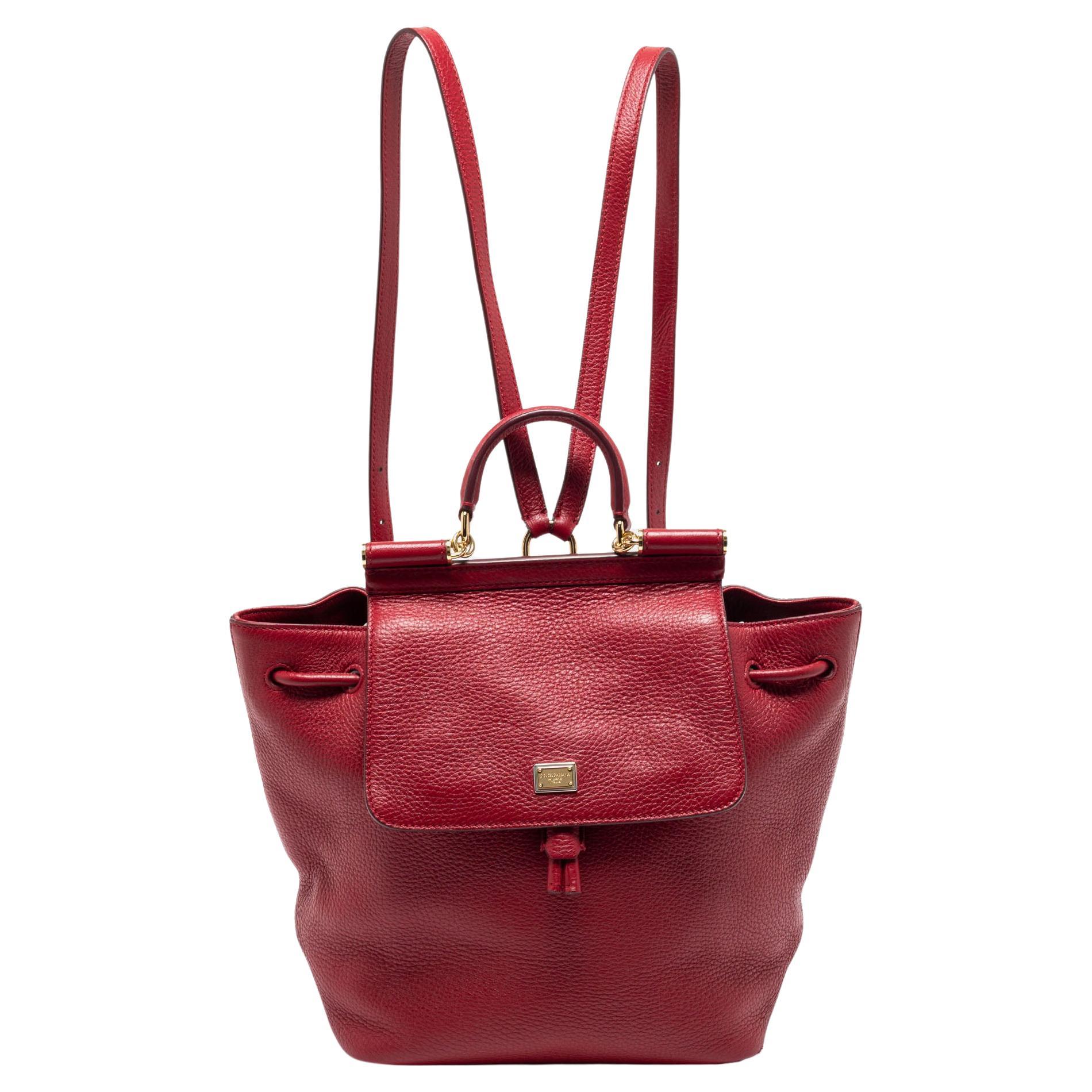 Dolce & Gabbana Red Leather Sicily Backpack