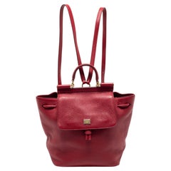 Used Dolce & Gabbana Red Leather Sicily Backpack